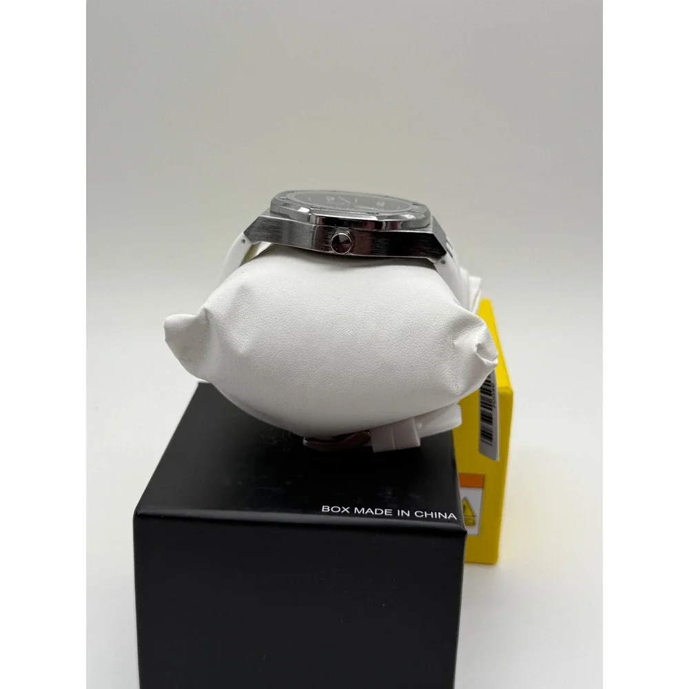 Invicta 70039 Men's Watch Silver Tone Skeleton Dial White Silicone Strap New Box
